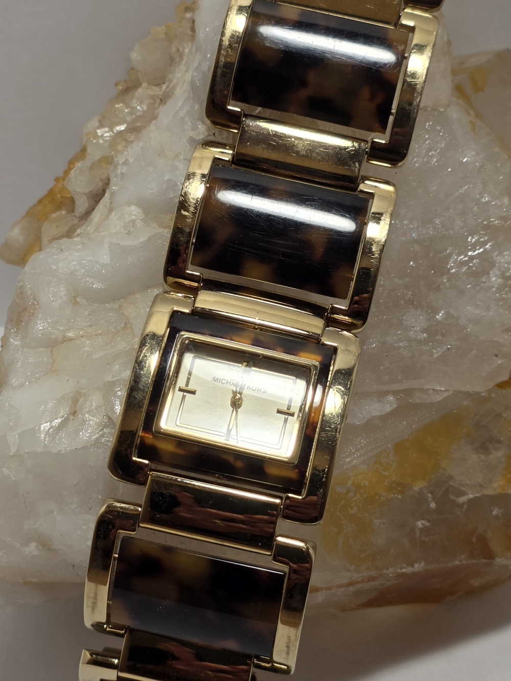 Michael Kors Gold and Tortoiseshell Link Bracelet Watch